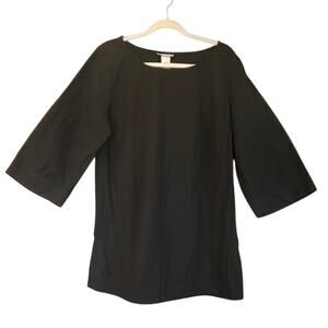 Soft Surrounds Womens Black M 100% Cotton Tunic Crew Neck Top Lagen Look